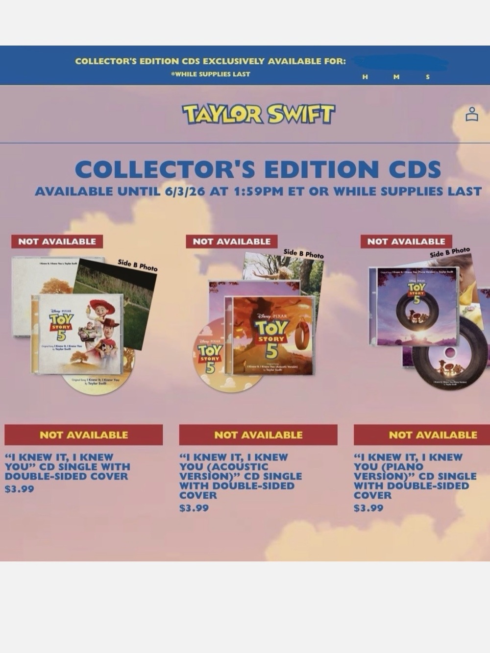 Taylor Swift Pixar Toy Story 5 CD Bundle - Set of all 3 Collector’s Versions - Picture 2 of 13